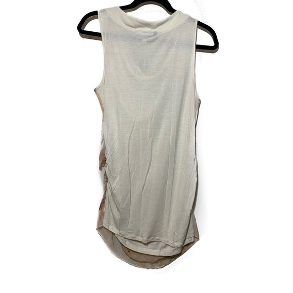 Jennifer Lopez Sheer Tunic Top Size Large Brown Cream - Picture 2 of 6